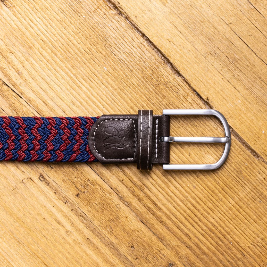 Burgundy Zigzag Woven Belt - L