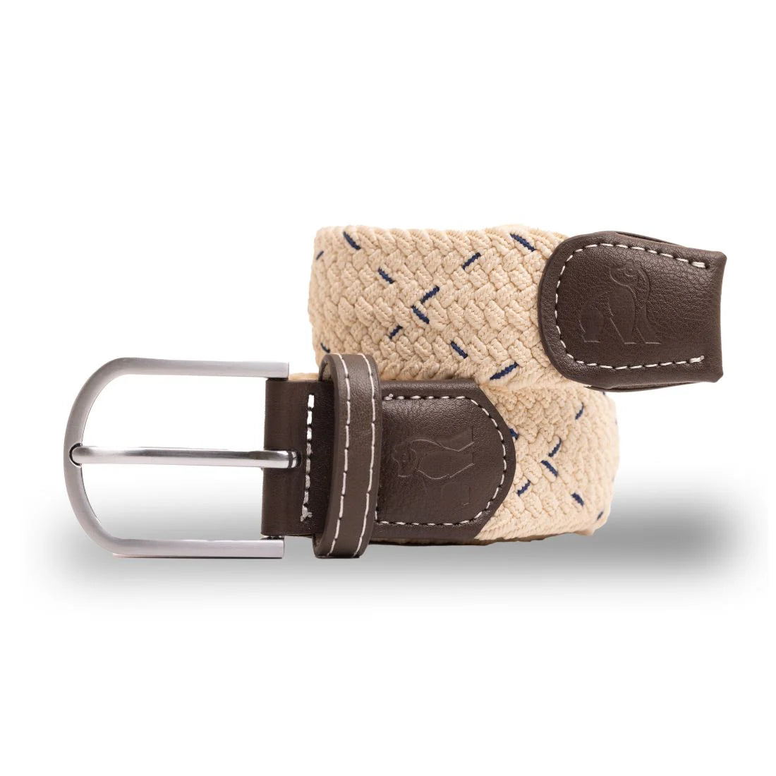 Cream Blue Dot Woven Belt - M