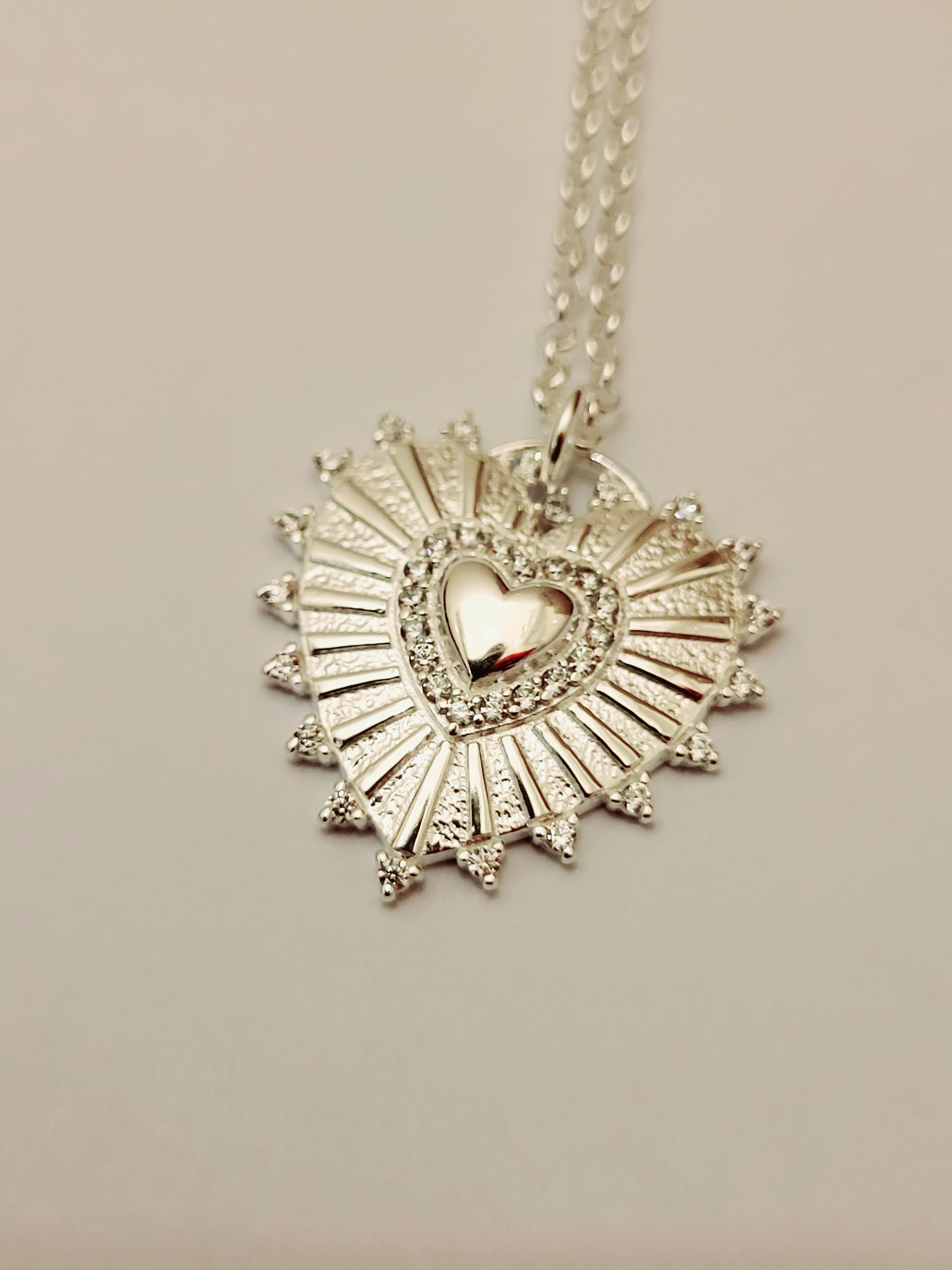 Spiked CZ Heart Necklace - S