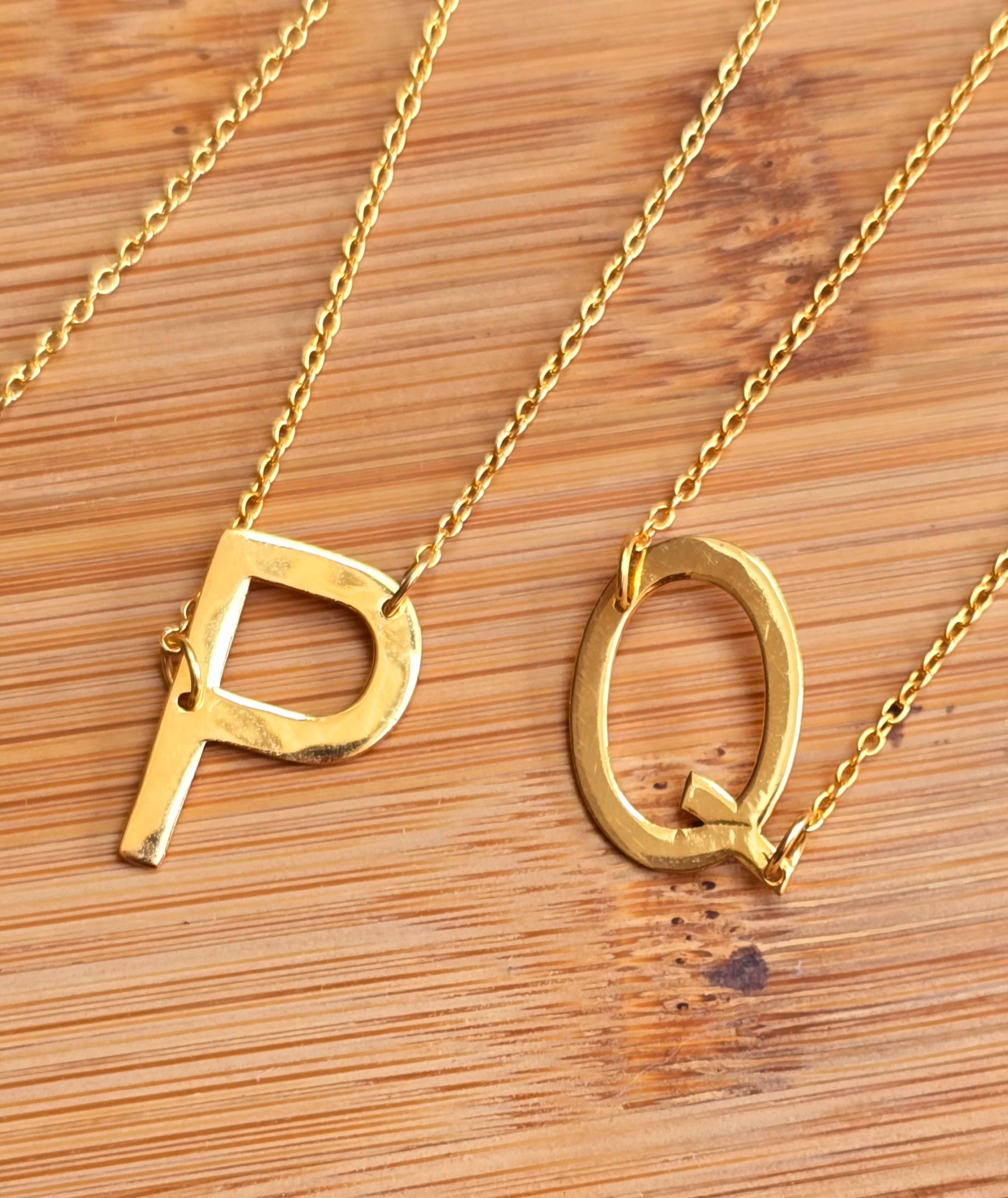 Sterling Silver Gold Plated Initial Necklace