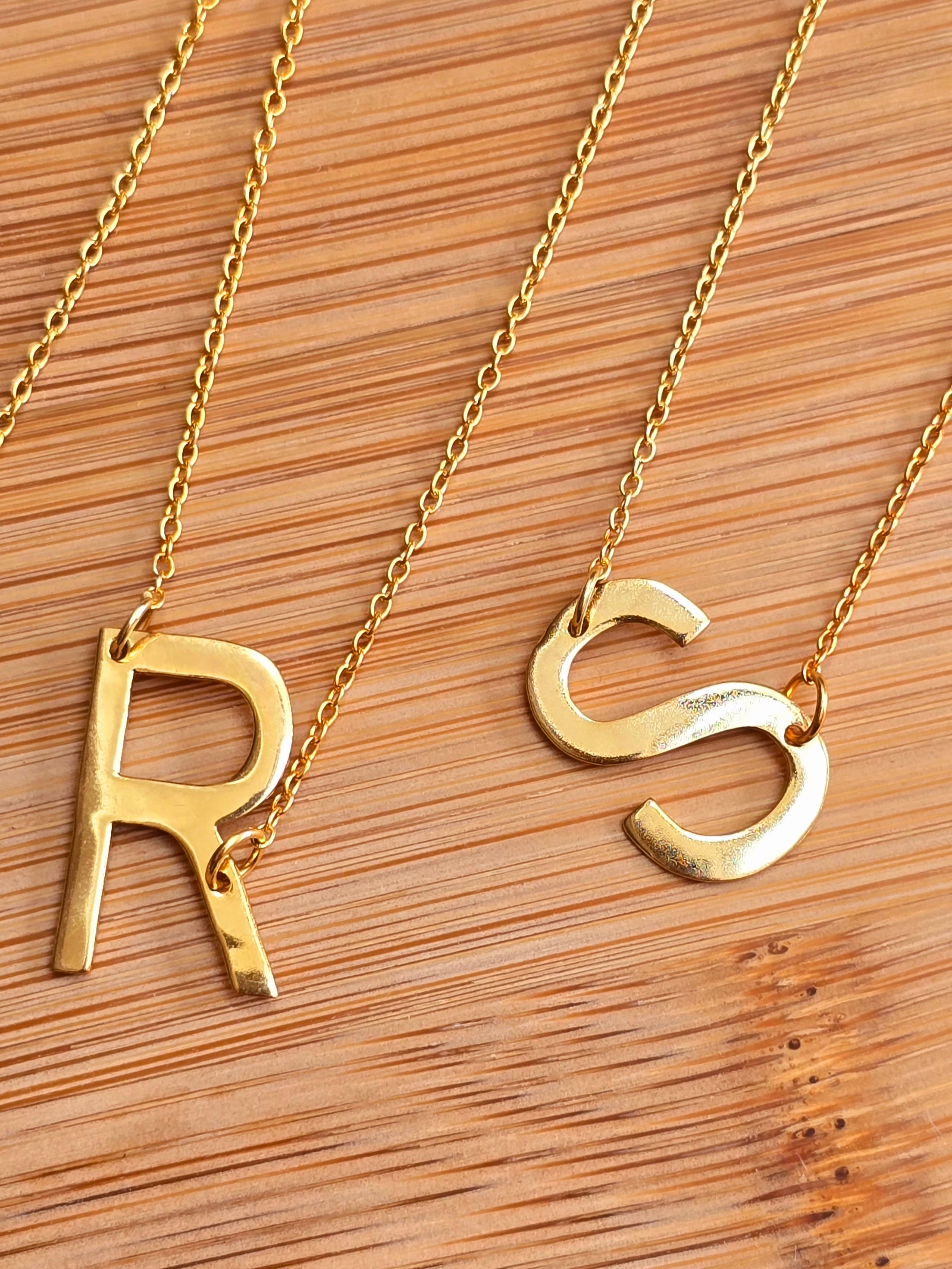 Sterling Silver Gold Plated Initial Necklace