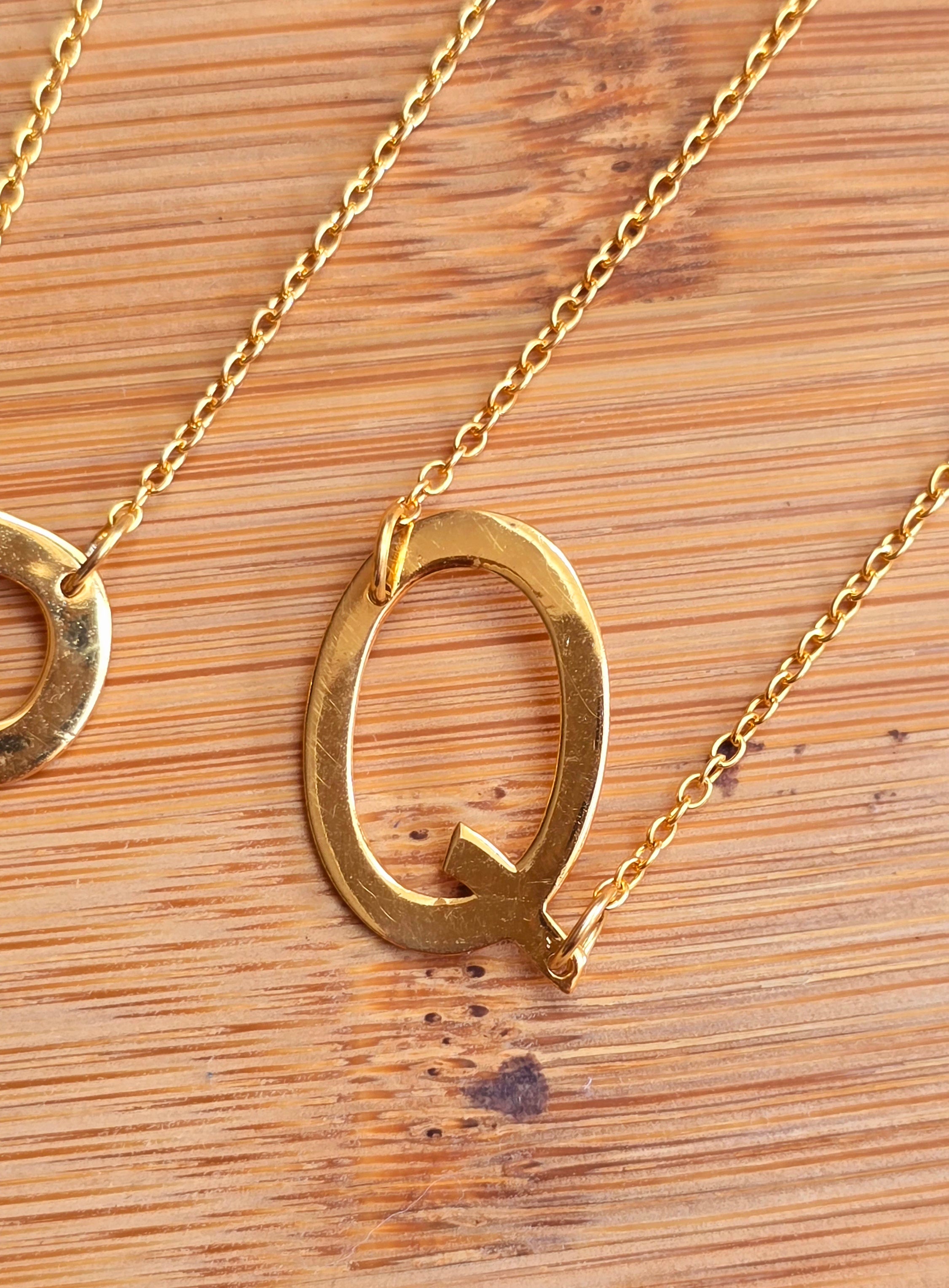 Sterling Silver Gold Plated Initial Necklace