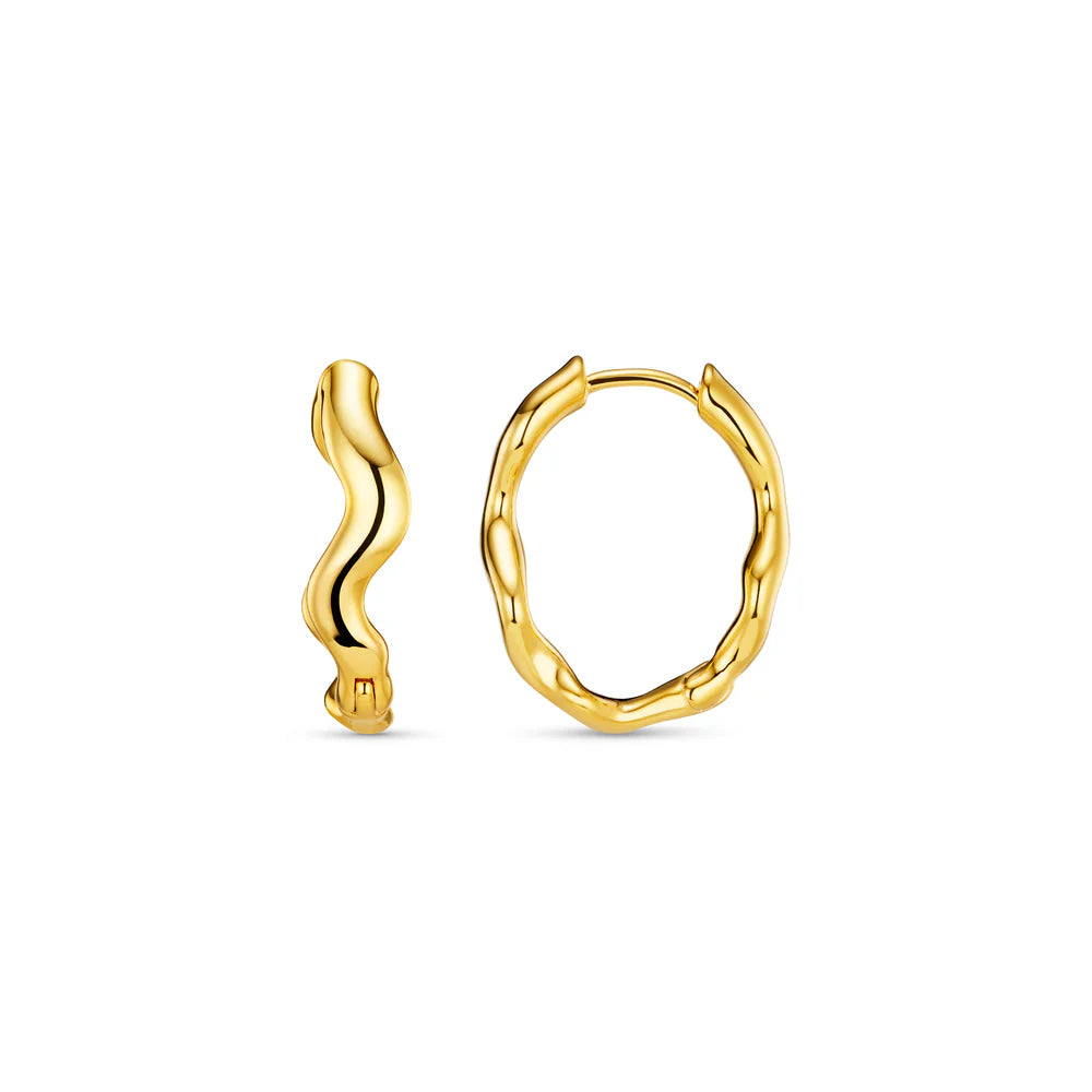 Organic Wave Oval Hoops - Gold