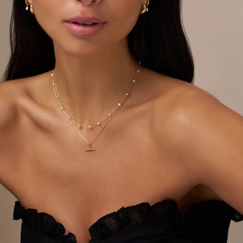 Dainty T-Bar Knot Necklace