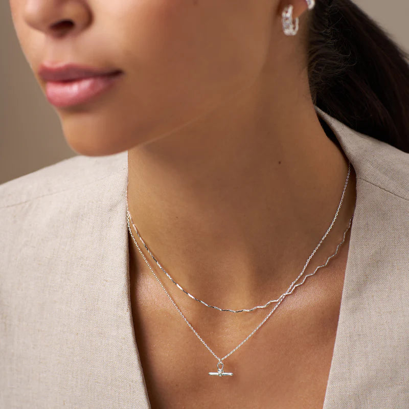 Fine Wave Chain Necklace - Silver