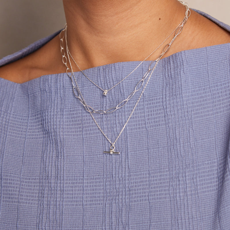 Mini Knot Fine Collar Necklace - Silver