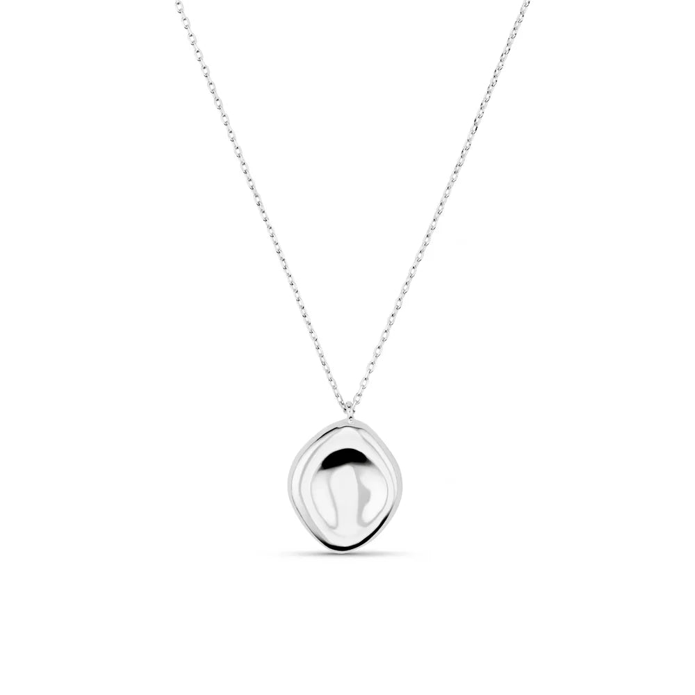 Polished Organic Oval Charm Necklace