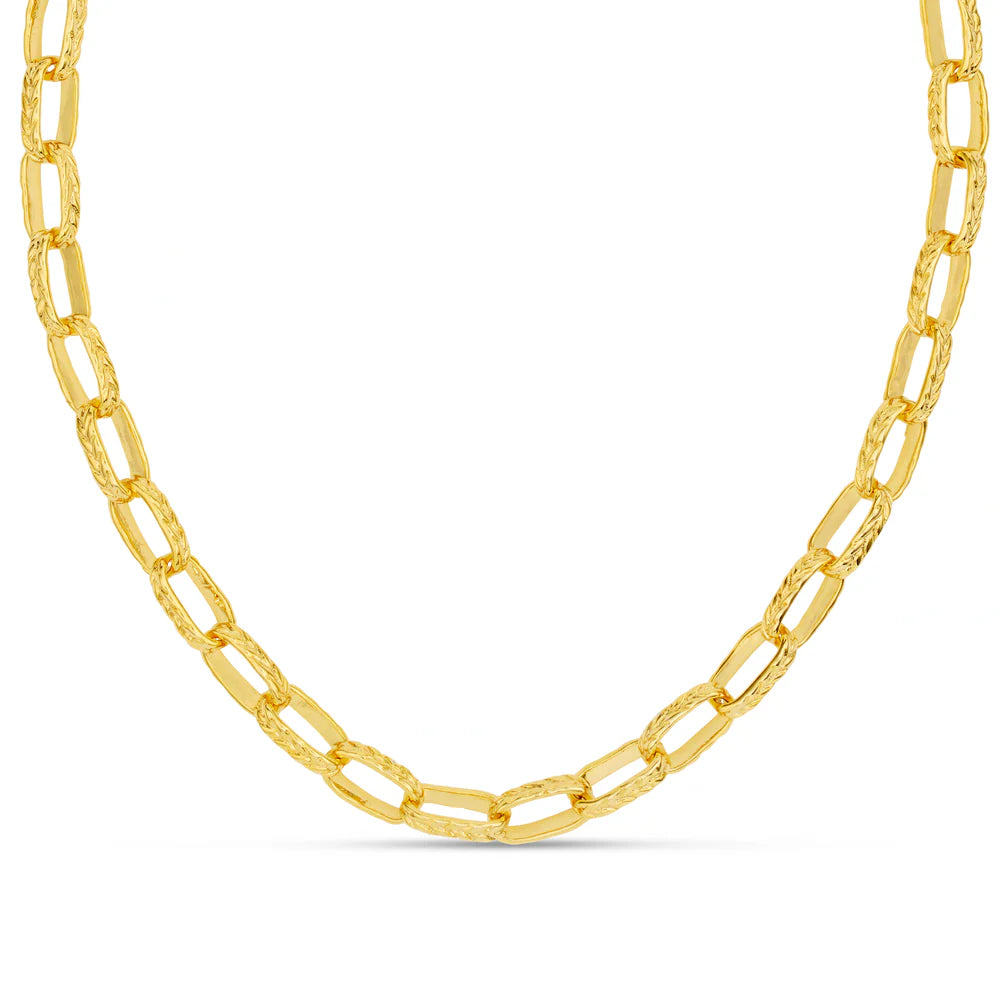 Textured Oval Link Chain Necklace 16"