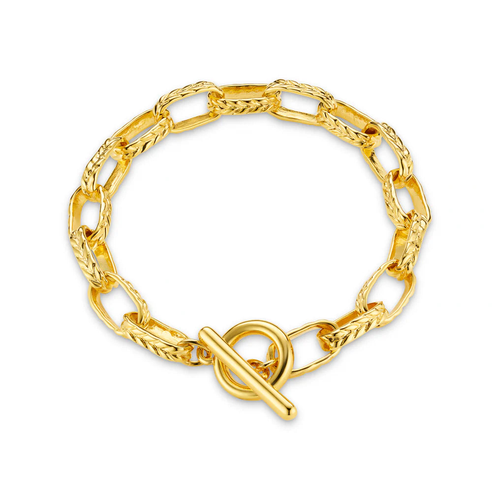 Textured Oval Link T-Bar Bracelet