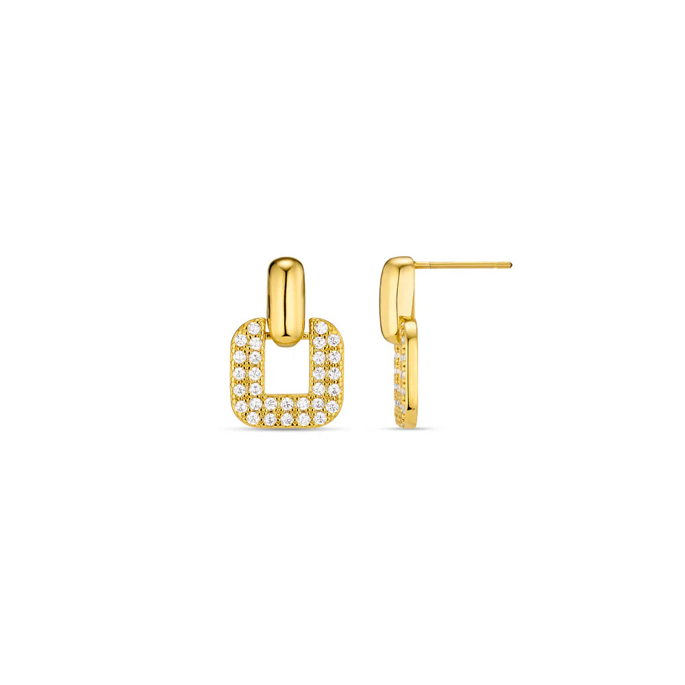 Interlocking Pave Square Earring