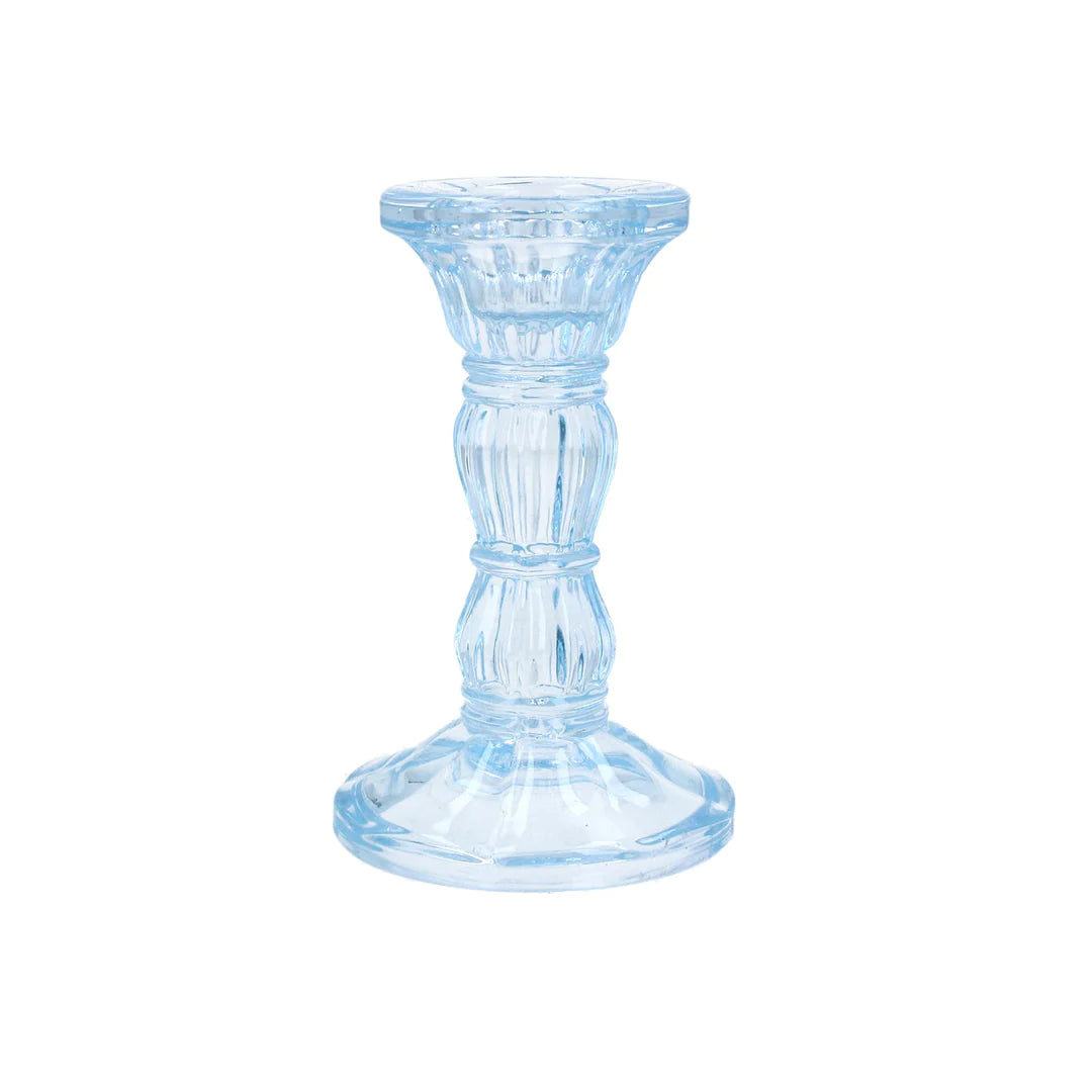 Pastel Blue Glass Candlestick - Small