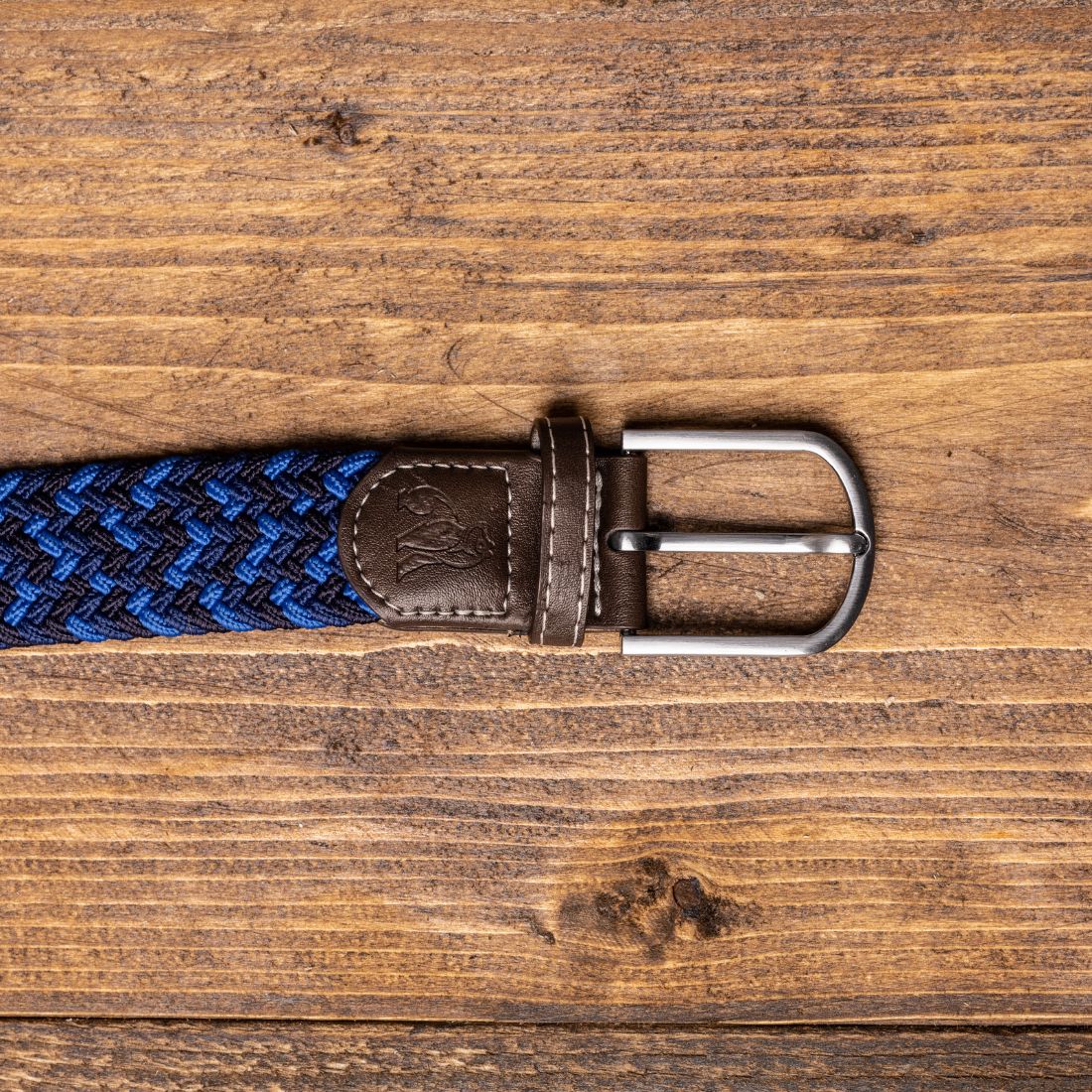 Navy Royal Blue Zigzag Woven Belt - L