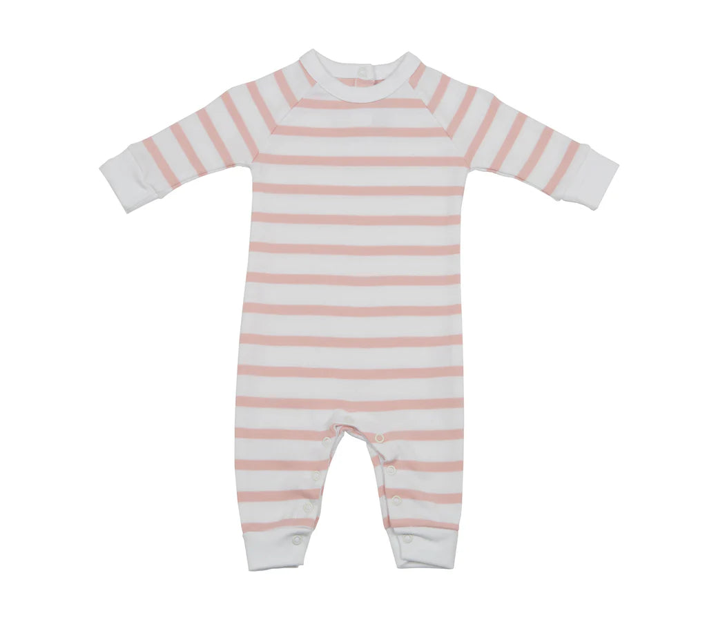 Pink & White Stripe Babygrow 6-12 Month