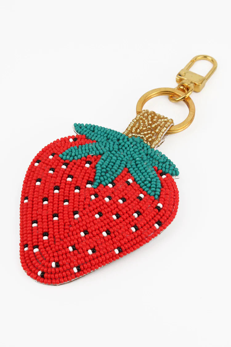 Beaded Strawberry Keyring - My Doris