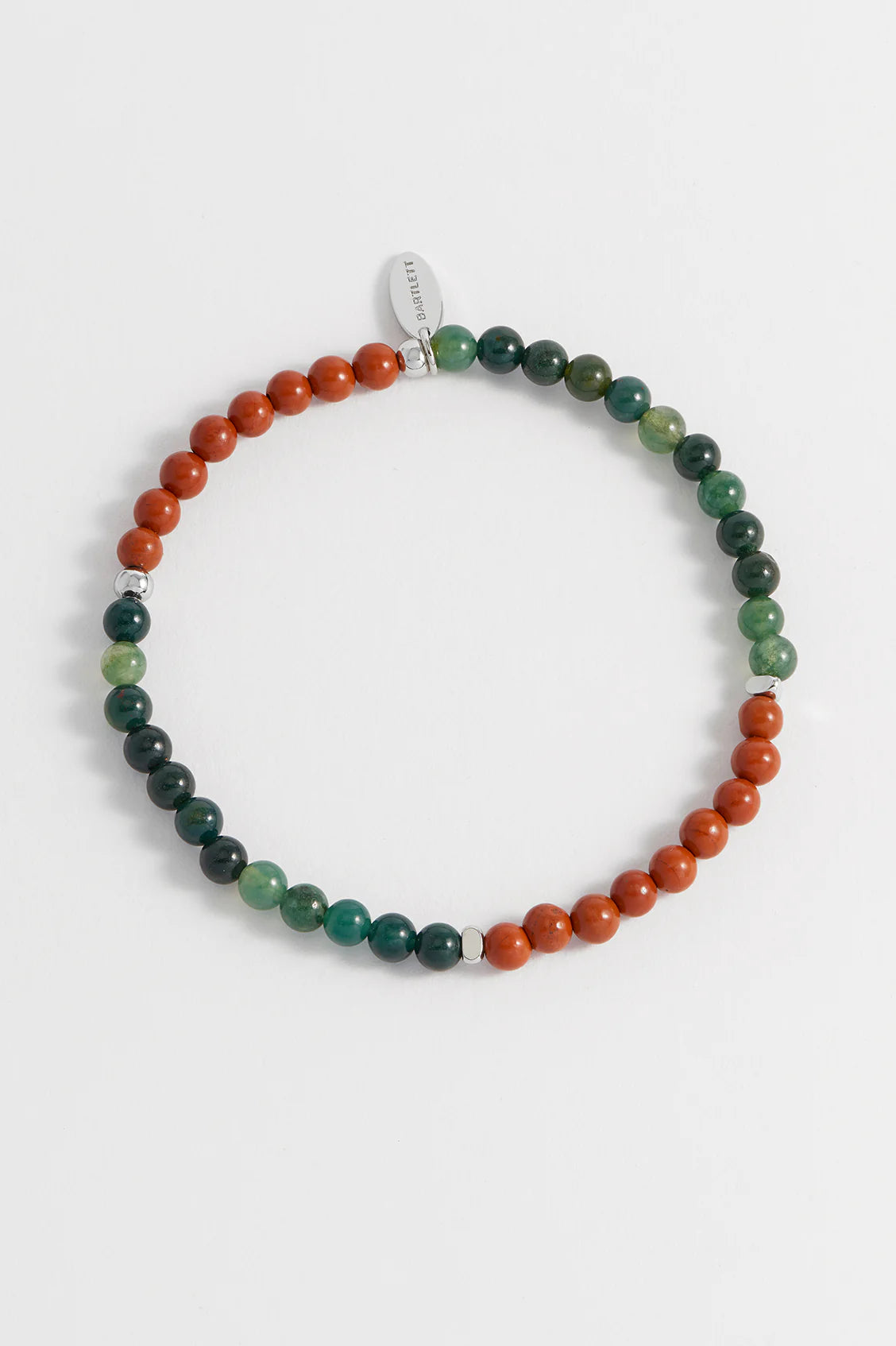 Men's - Moss Agate & Red Jasper Beaded Bracelet