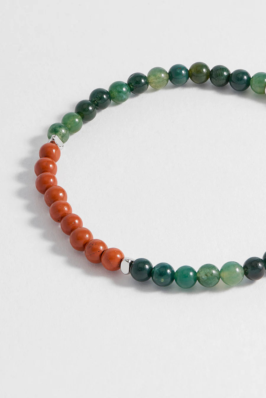 Men's - Moss Agate & Red Jasper Beaded Bracelet