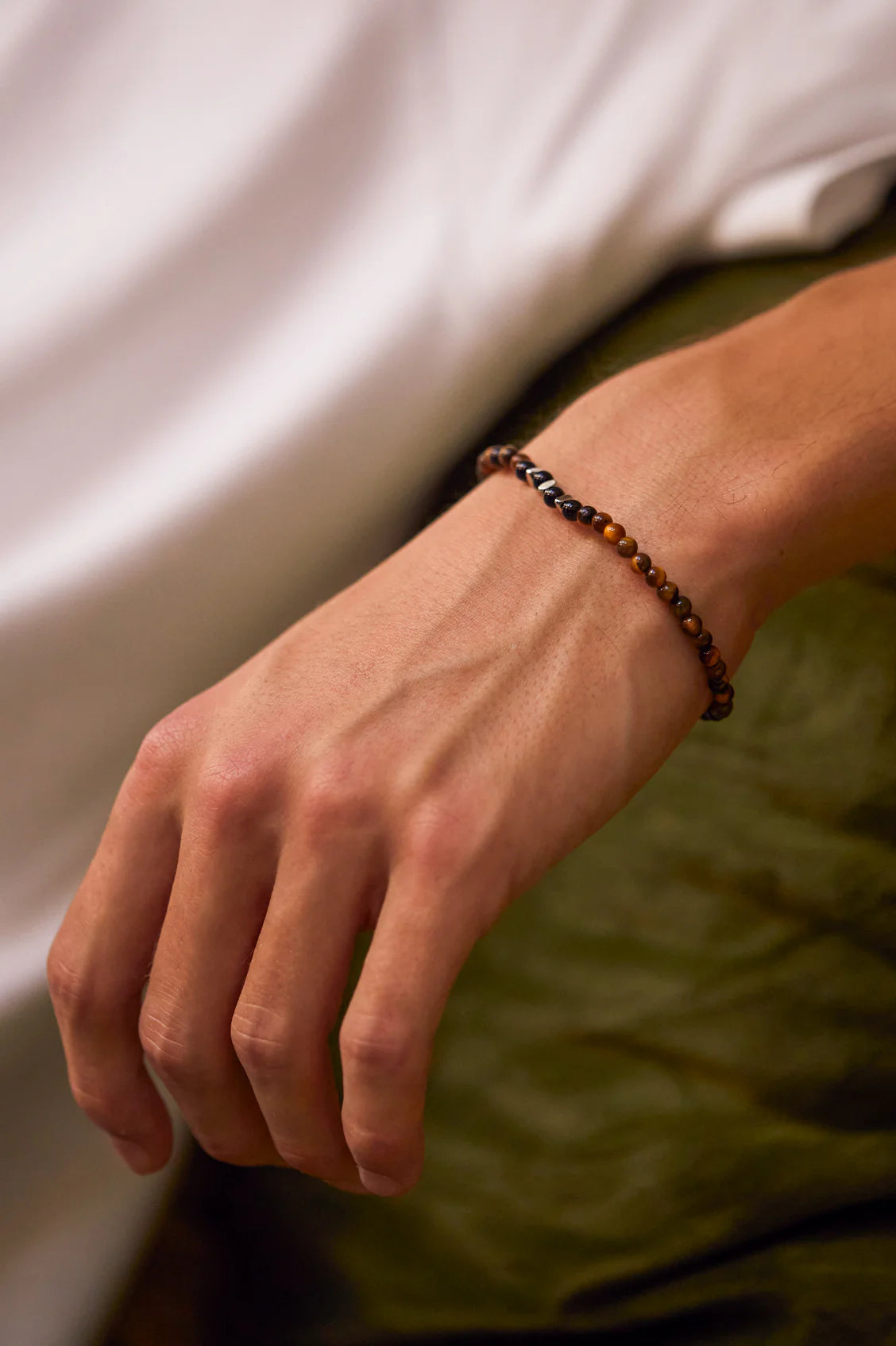 Men's - Tigers Eye & Black Onyx Beaded Bracelet