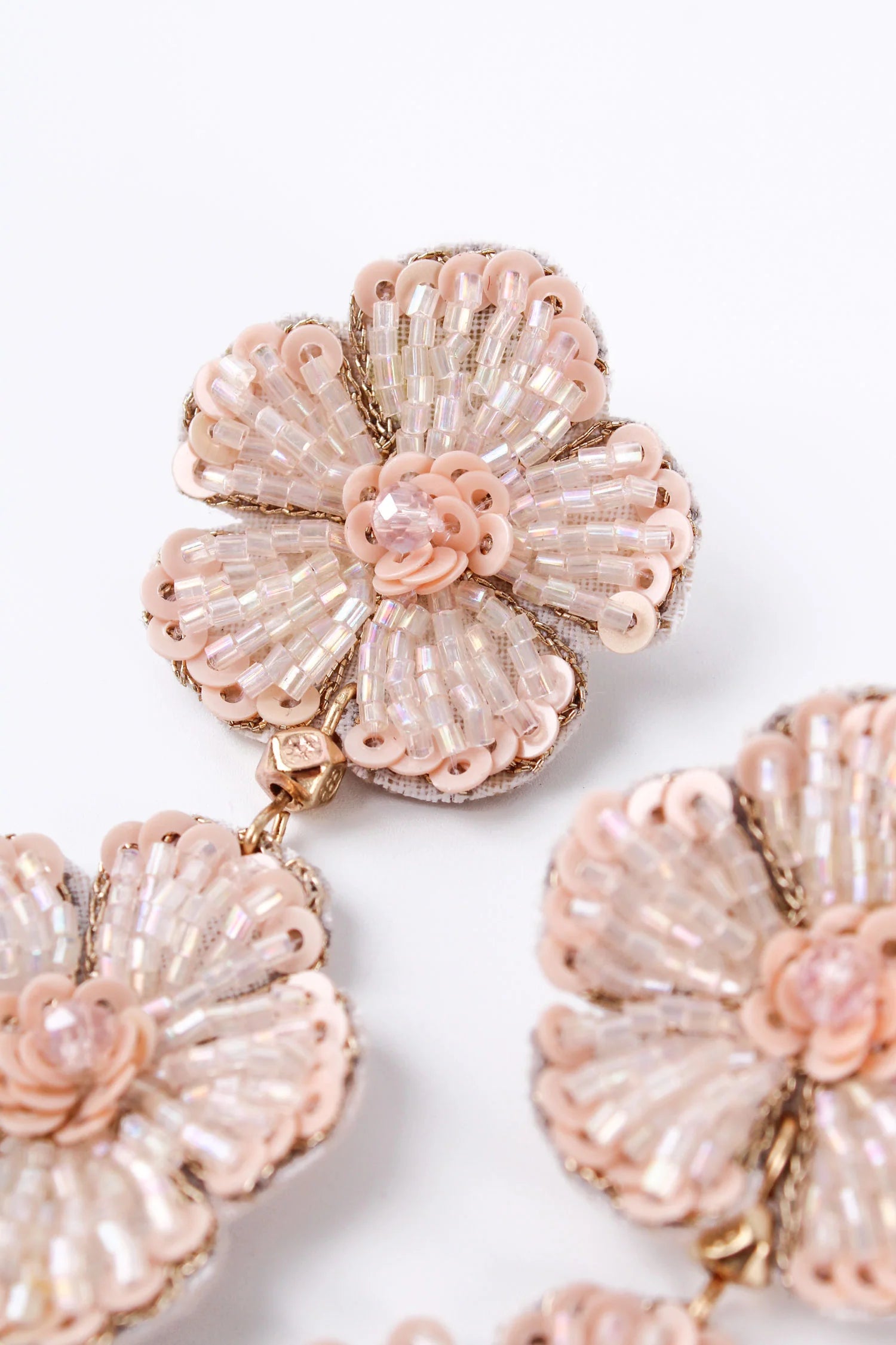 Blush Pink Floral Double Drop Earrings