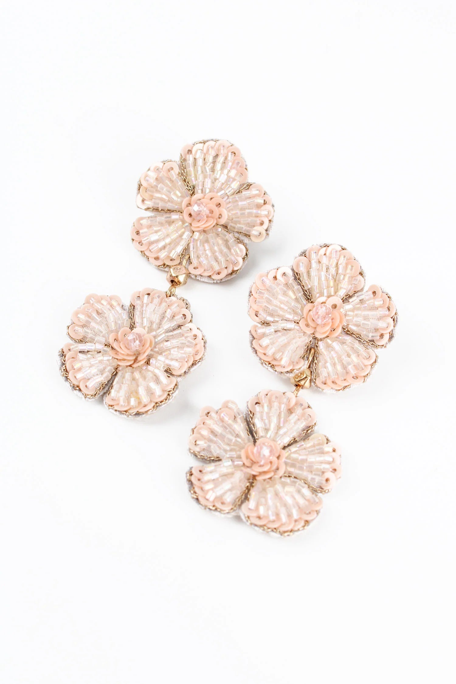 Blush Pink Floral Double Drop Earrings