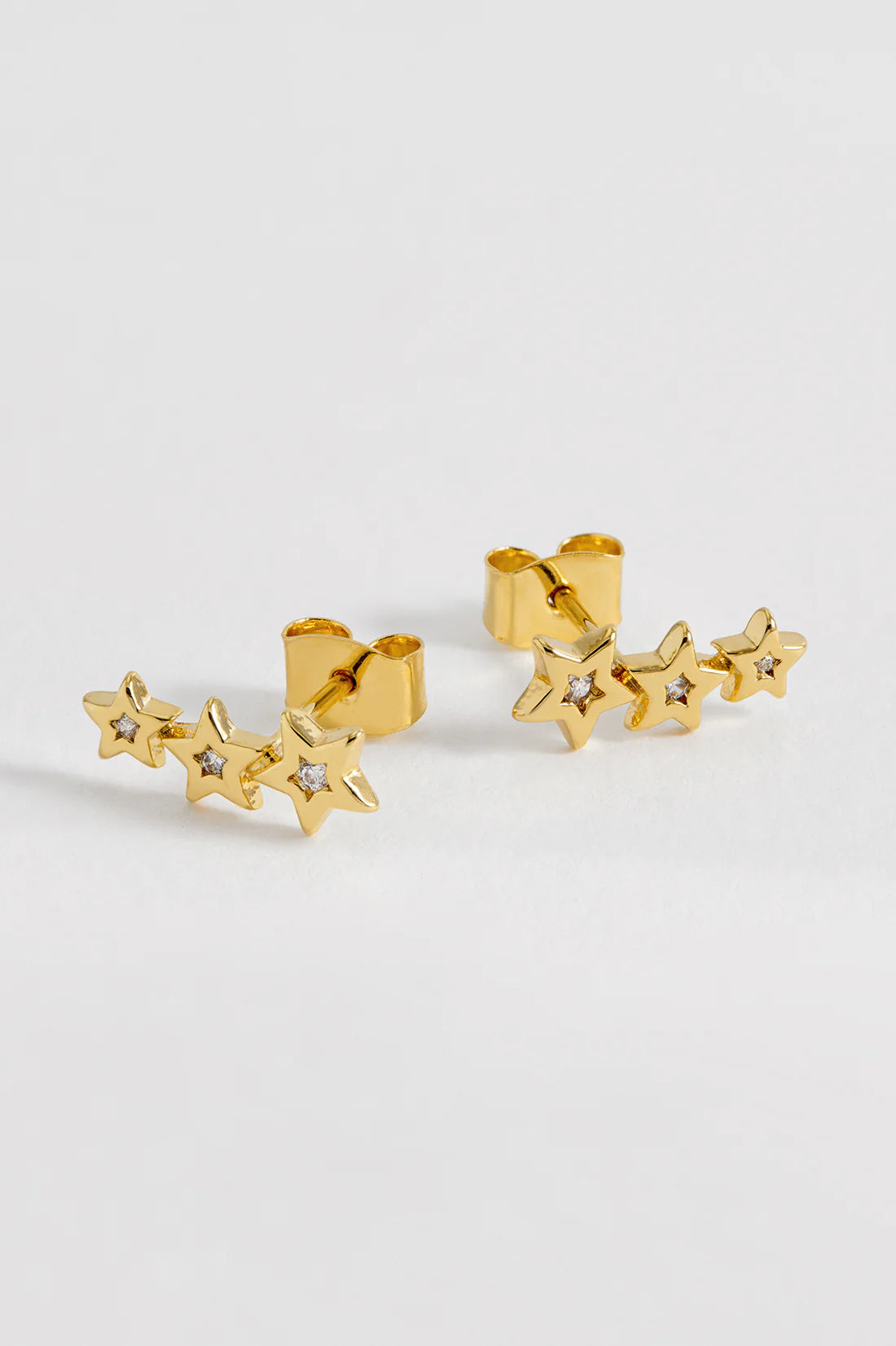 CZ Star Stud Crawler Earrings - Gold