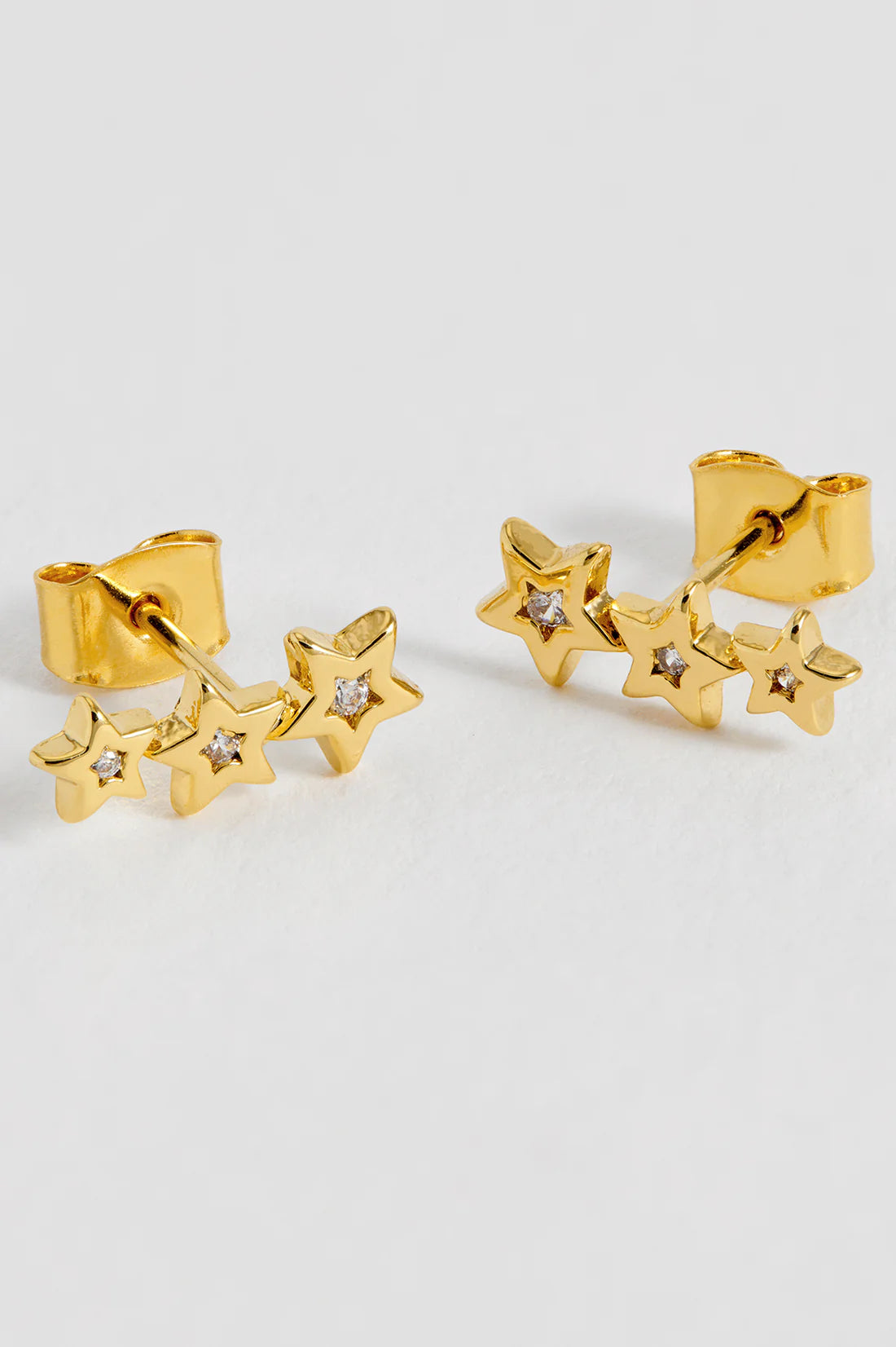 CZ Star Stud Crawler Earrings - Gold