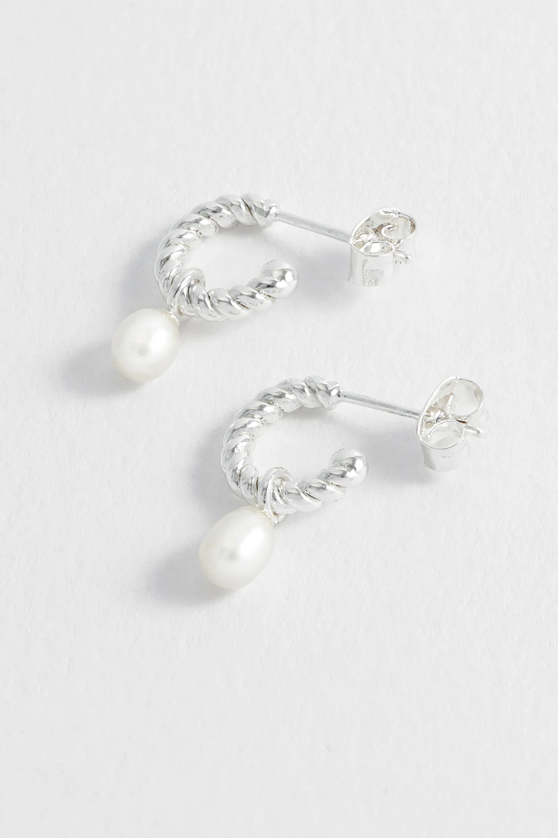 Estella Bartlett - Pearl Drop And Twist Hoop Earrings - Silver