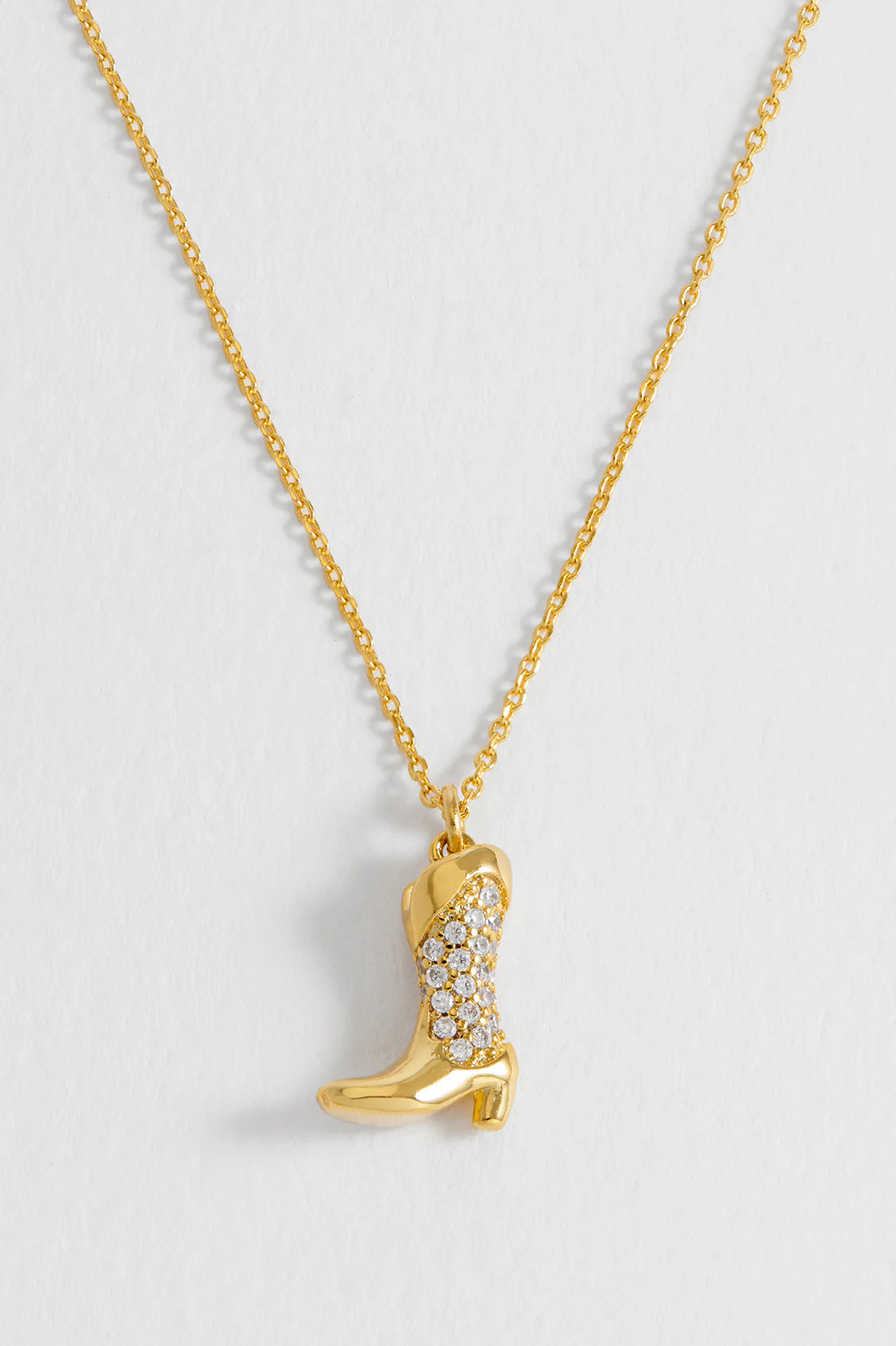 Estella Bartlett - Pave Cowboy Boot Necklace Gold Plated