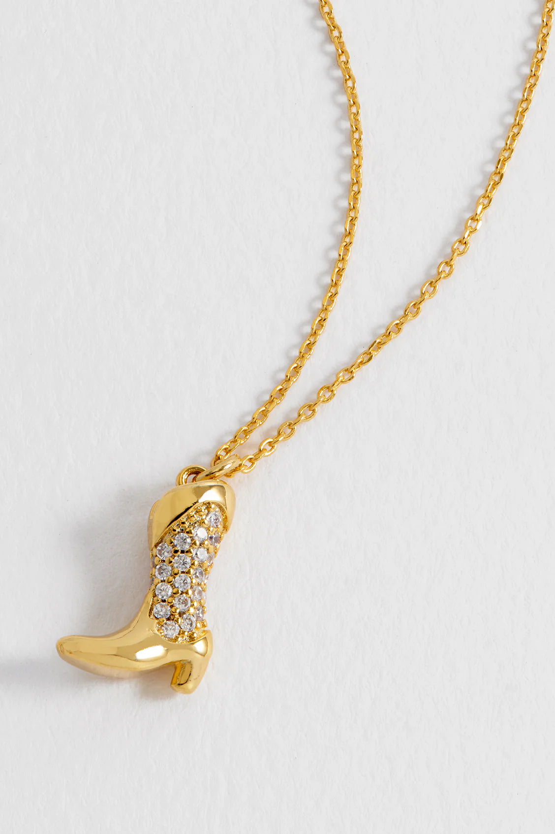 Estella Bartlett - Pave Cowboy Boot Necklace Gold Plated