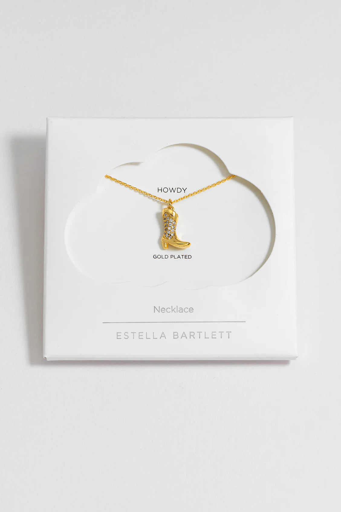 Estella Bartlett - Pave Cowboy Boot Necklace Gold Plated