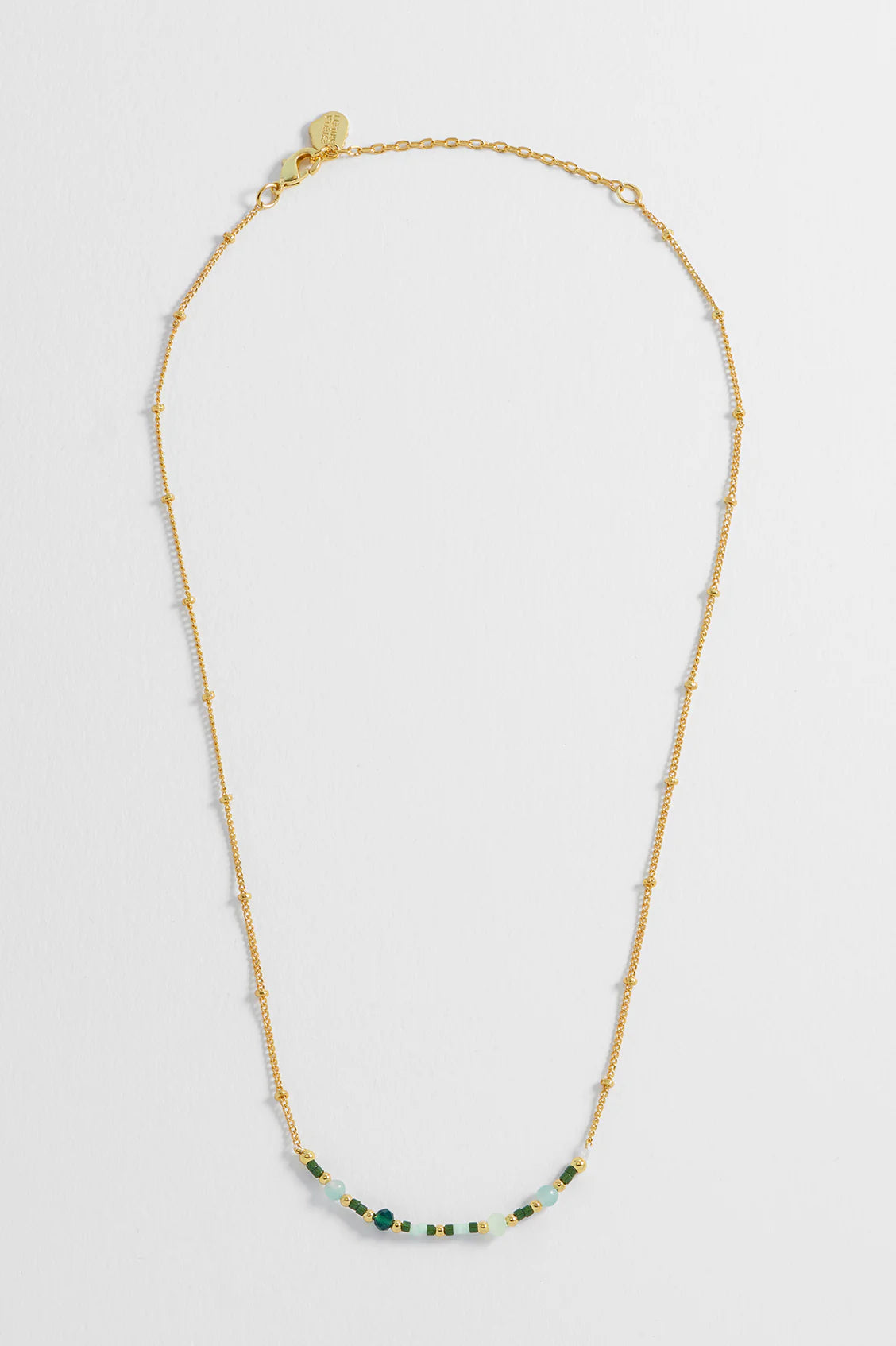 Estella Bartlett - Mini Green Beaded Chain Necklace