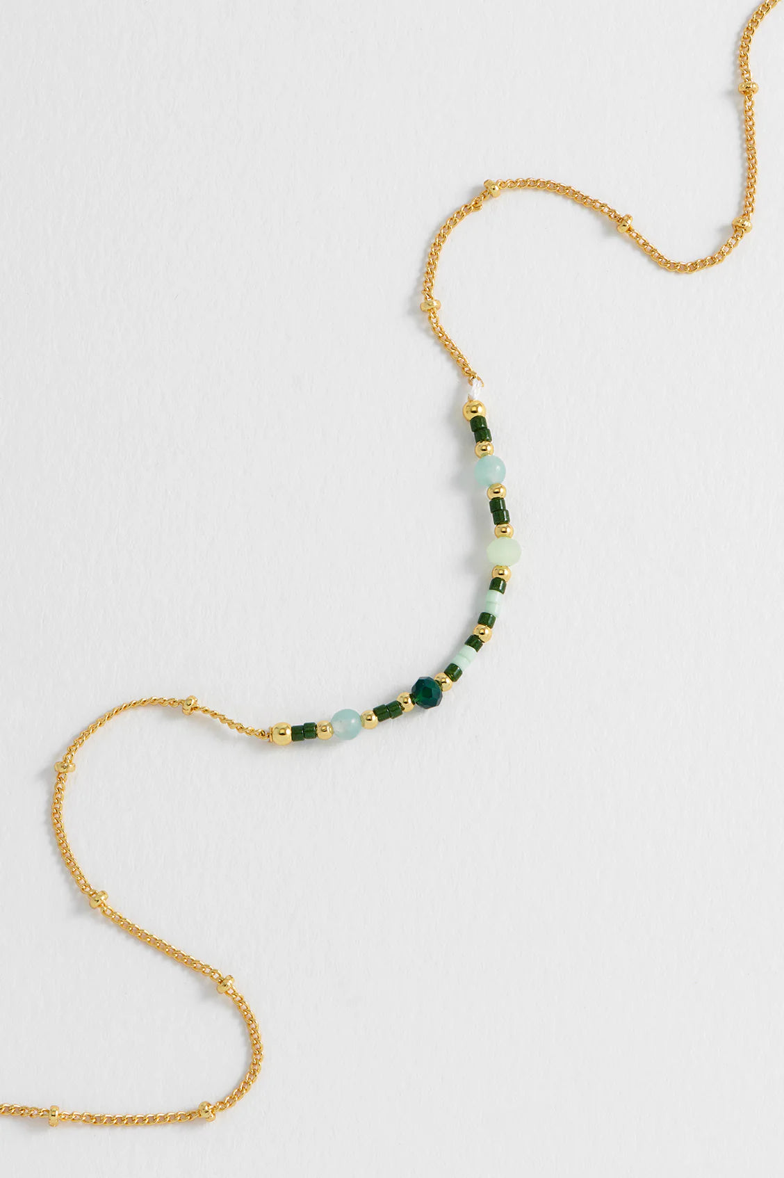 Estella Bartlett - Mini Green Beaded Chain Necklace