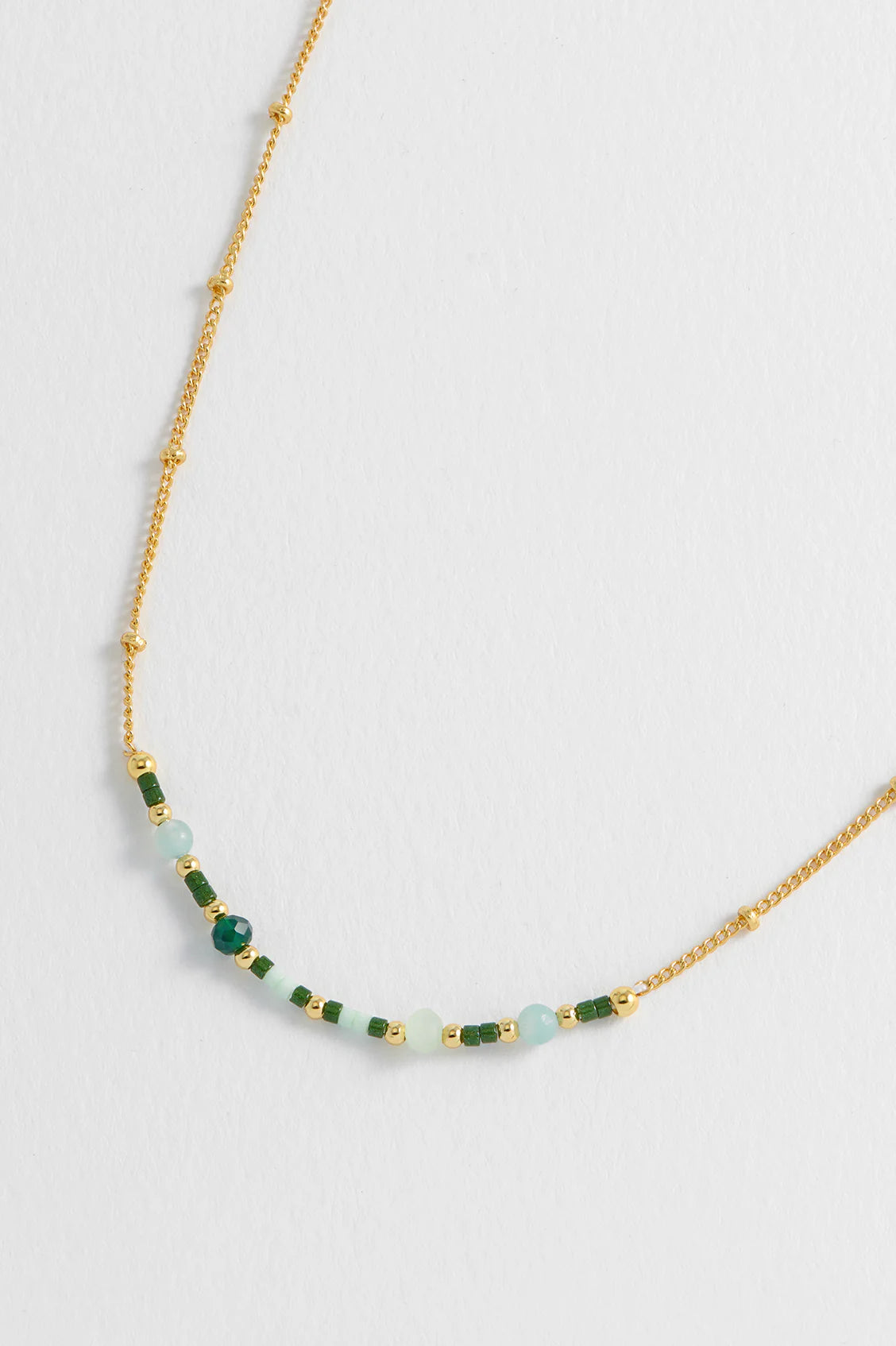 Estella Bartlett - Mini Green Beaded Chain Necklace