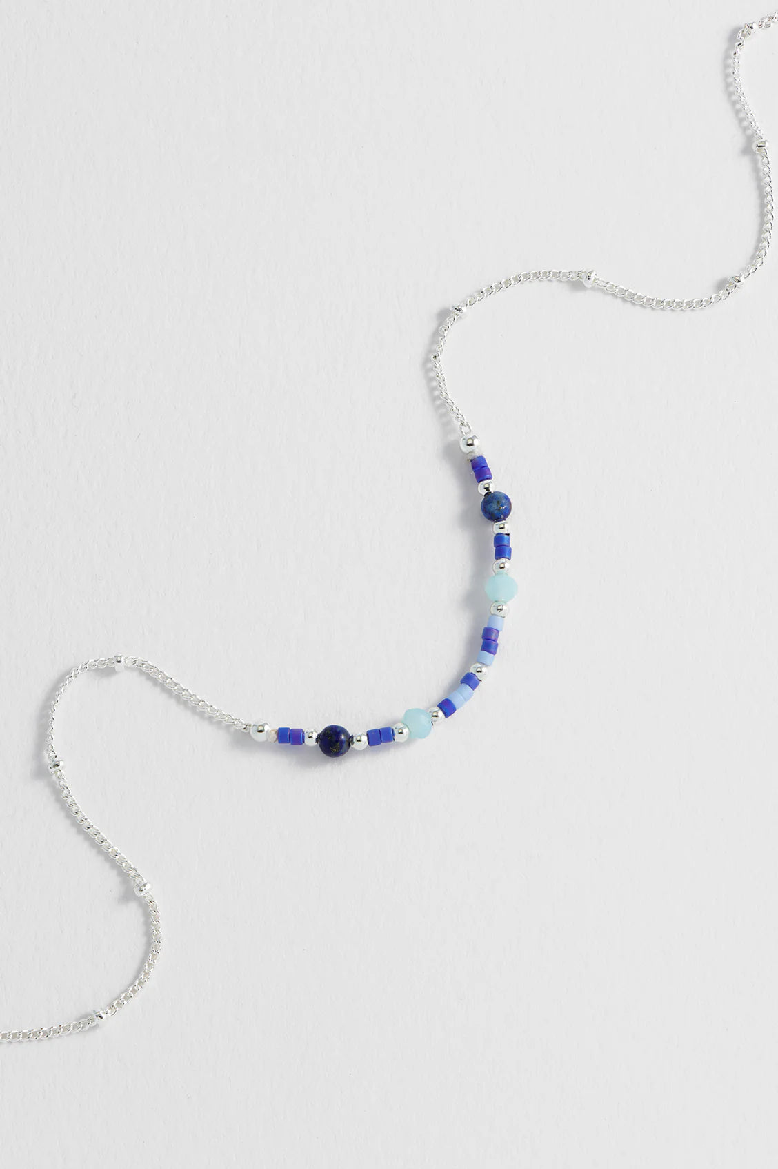 Estella Bartlett - Mini Blue Beaded Chain Necklace