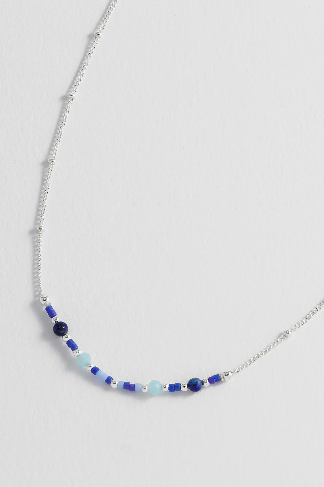 Estella Bartlett - Mini Blue Beaded Chain Necklace