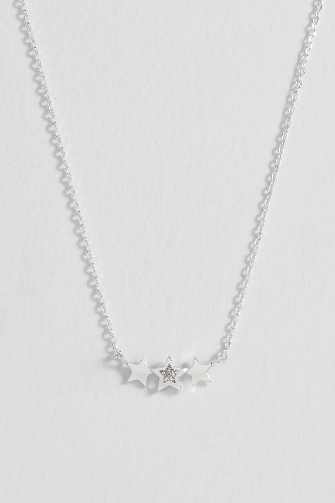 Triple CZ Star Necklace - Silver