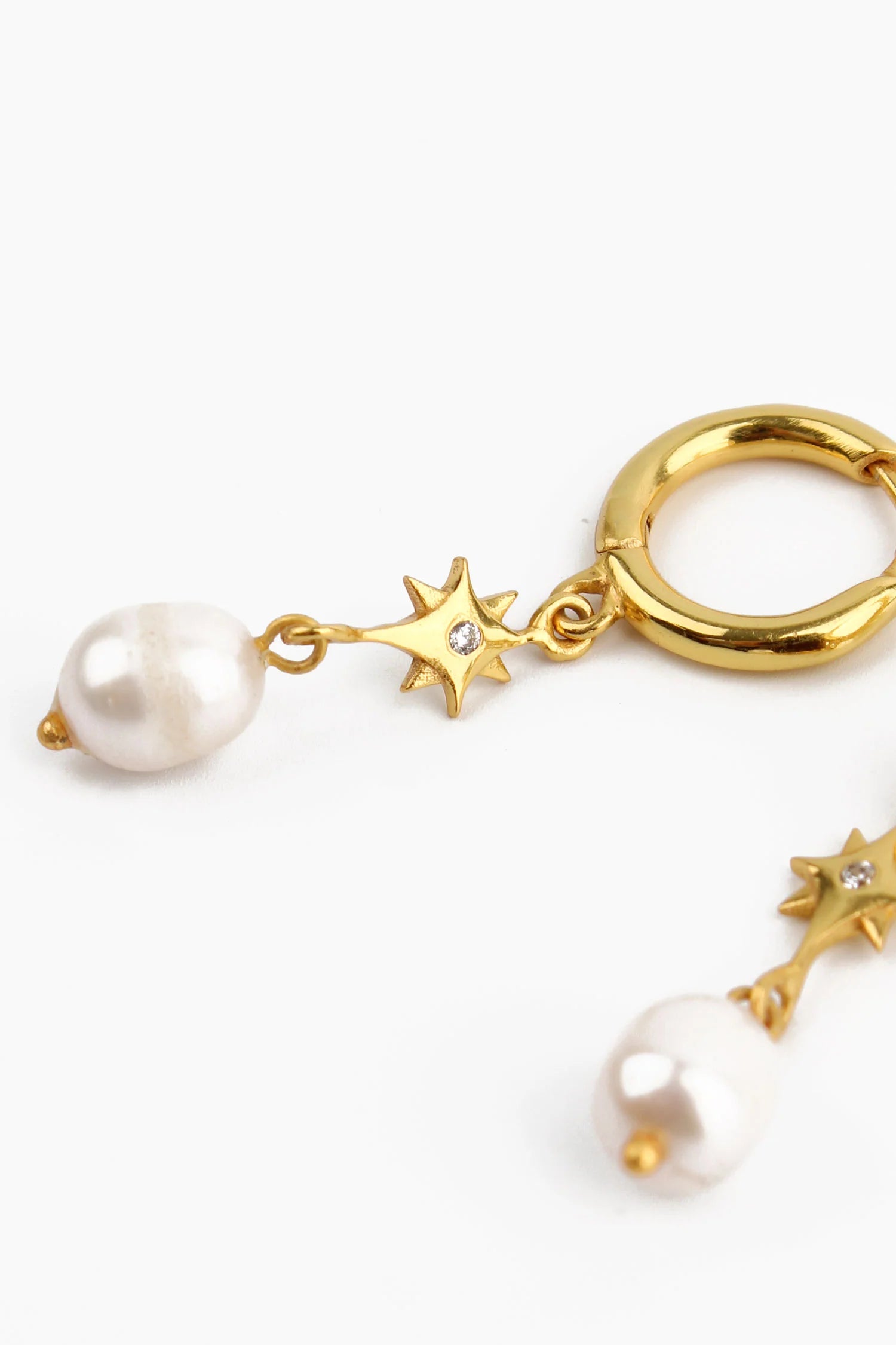 Gold Star & Pearl Drop Earrings