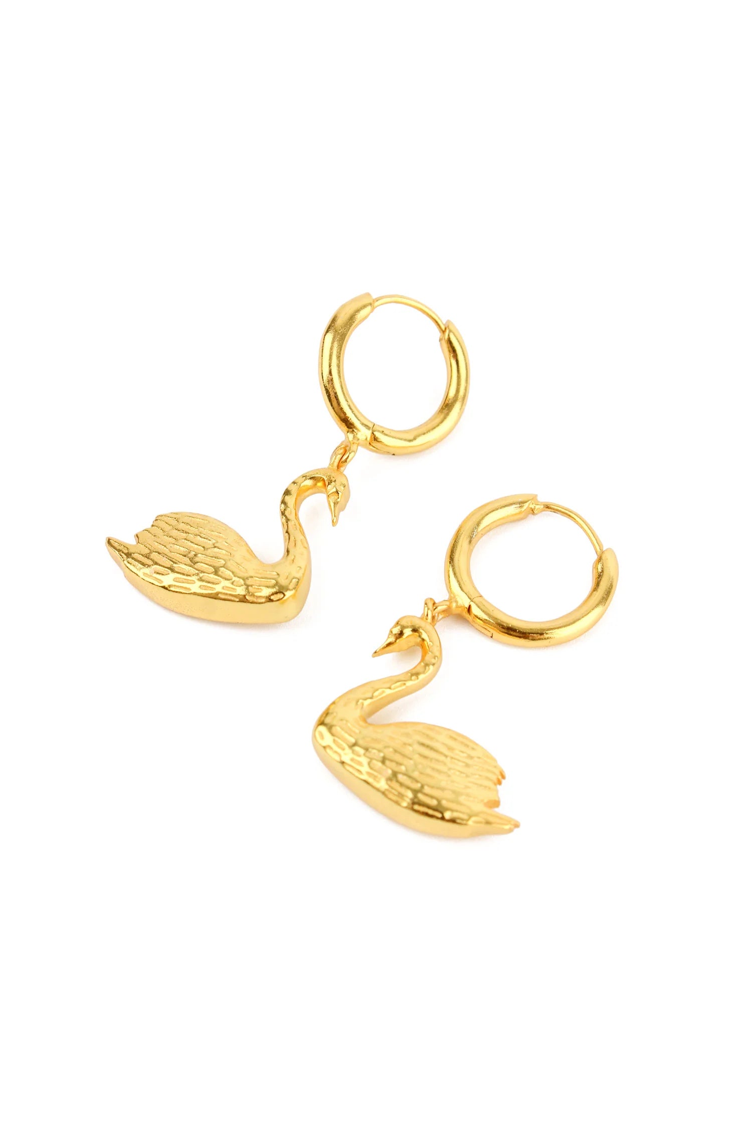 Swan Charm Hoop Earrings