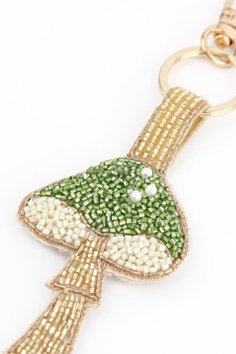 Green Mushroom Beaded Keyring