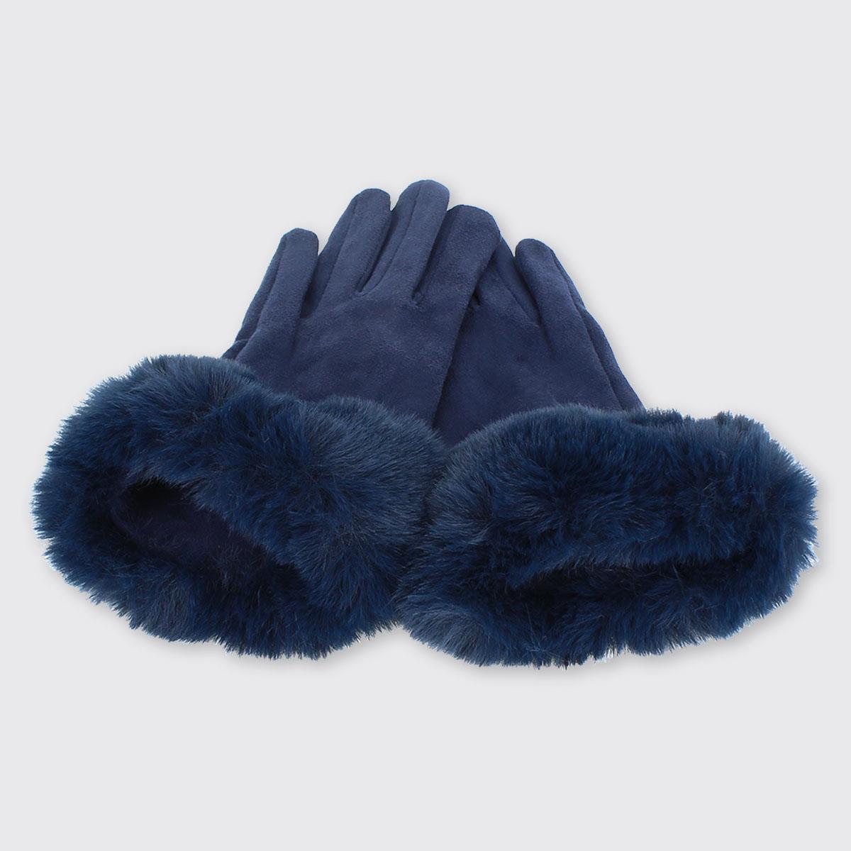 Fur Edge Gloves Navy