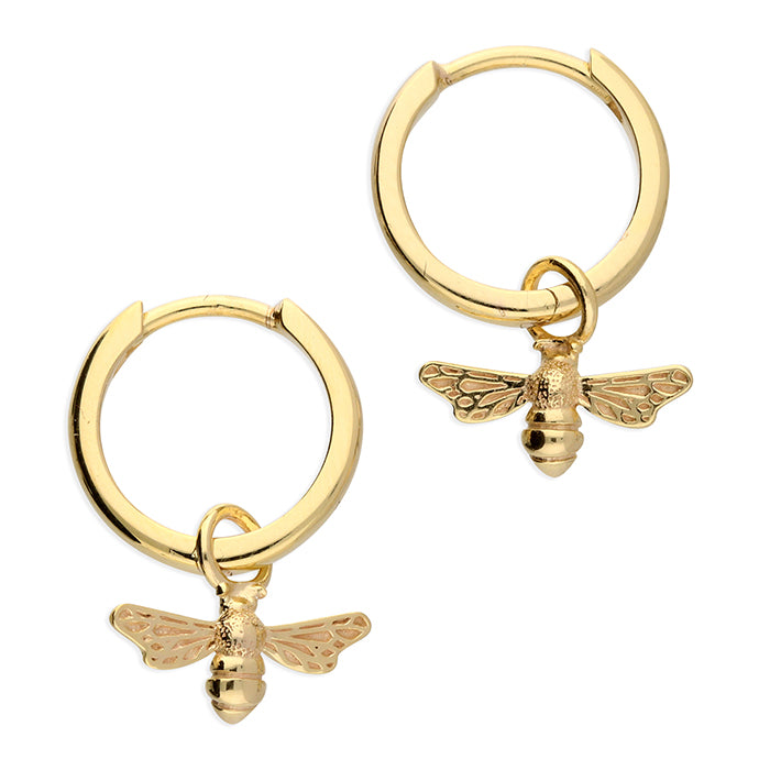 Gold Plated Bee Huggie Hoop Earring