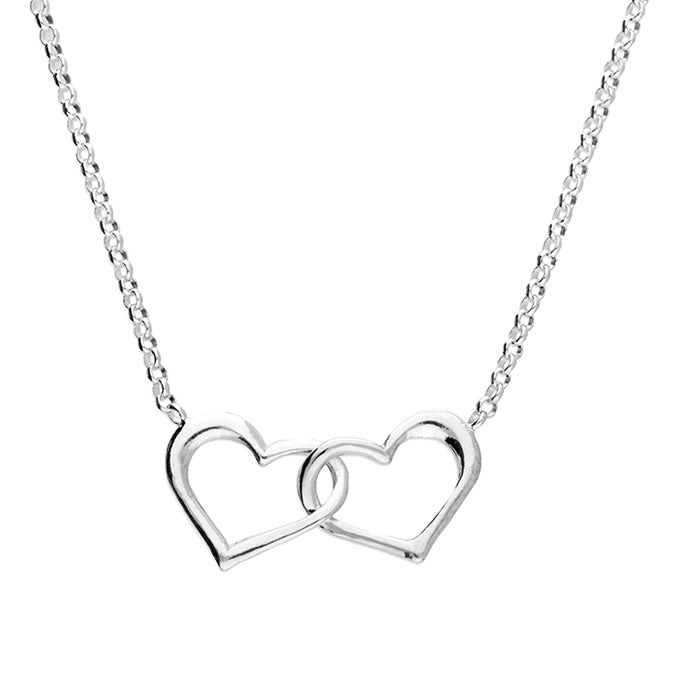 Sterling Silver Interlinked Open Heart Necklace