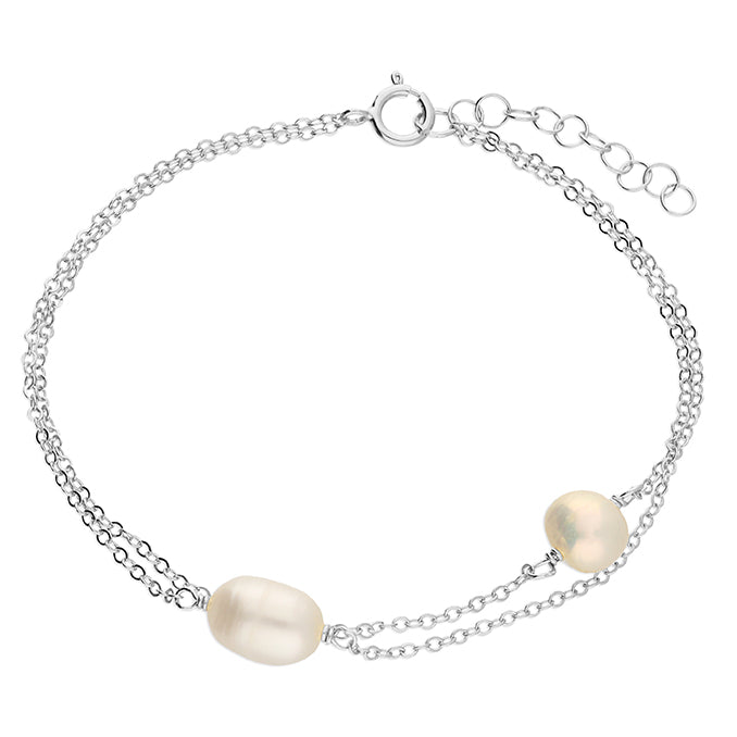 Teardrop and round freshwater pearl bracelet