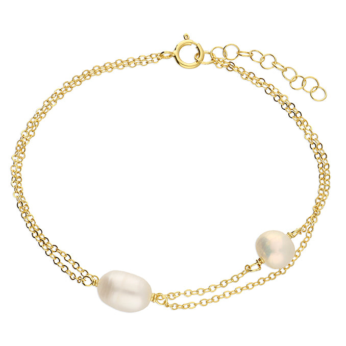 Teardrop and round freshwater pearl bracelet - Gold