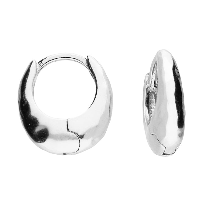 U-shaped textured hinged hoop Earring -