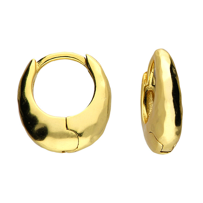 U-shaped textured hinged hoop Earring - Gold