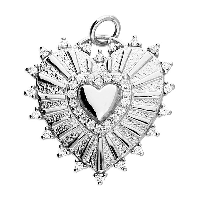 Spiked CZ Heart Necklace - S