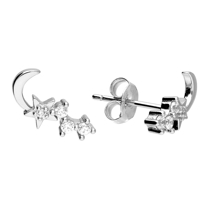 Moon & Star Climber Stud Earring