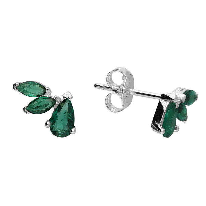 Green CZ Climber Stud Earring