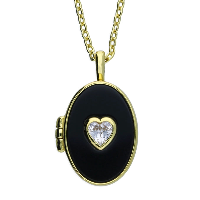 Black Agate Locket Necklace