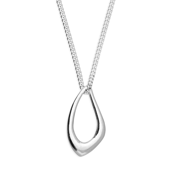 Organic open teardrop Sterling Silver Necklace